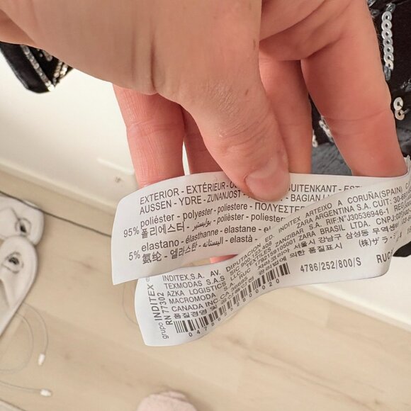 Zara Velvet Embroidered Sequin Short Dress NWT Black Silver Size Small - Picture 14 of 14